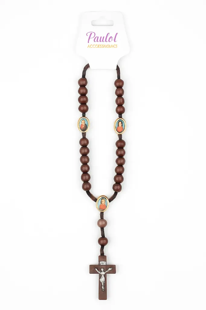 Wooden Rosary Necklace – Brown – Handmade & Blessed Style