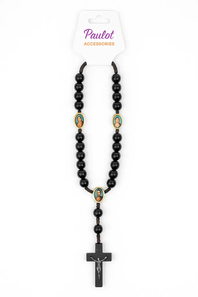 Wooden Rosary Necklace – Black – Handmade & Blessed Style